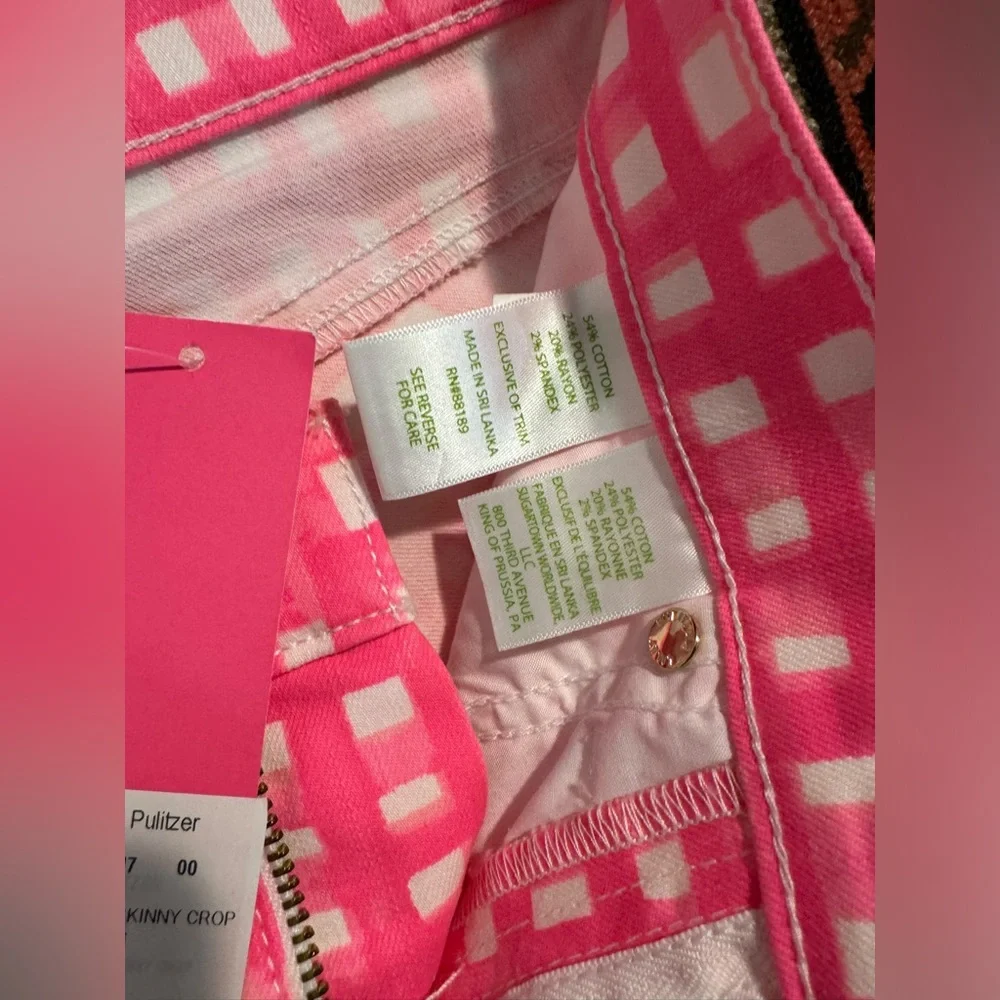 NWT 00 Lilly Pulitzer South Ocean Skinny Crop Jeans Pink Tropics Feeling Beachy - Picture 6 of 6